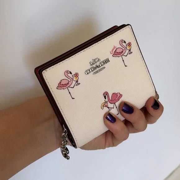 NWT Coach Snap Wallet With Flamingo Print - Picture 5 of 7